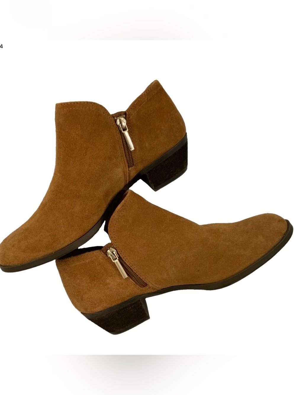 Crown & Ivy Ankle Boots Kendall Tan Suede Leather Minimalist Neutral Size 7.5